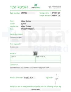 Semax (30mg) - Endotoxin Report