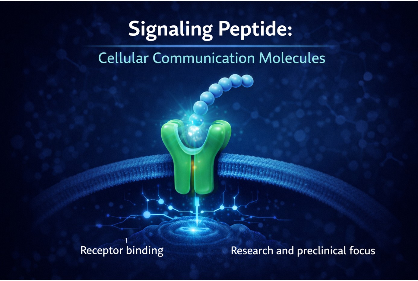 Signaling peptides bind receptors to drive cellular communication in research settings.